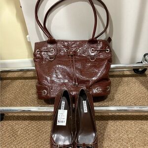 Women’s Alfani Rich Brown Heels and Matching Tote